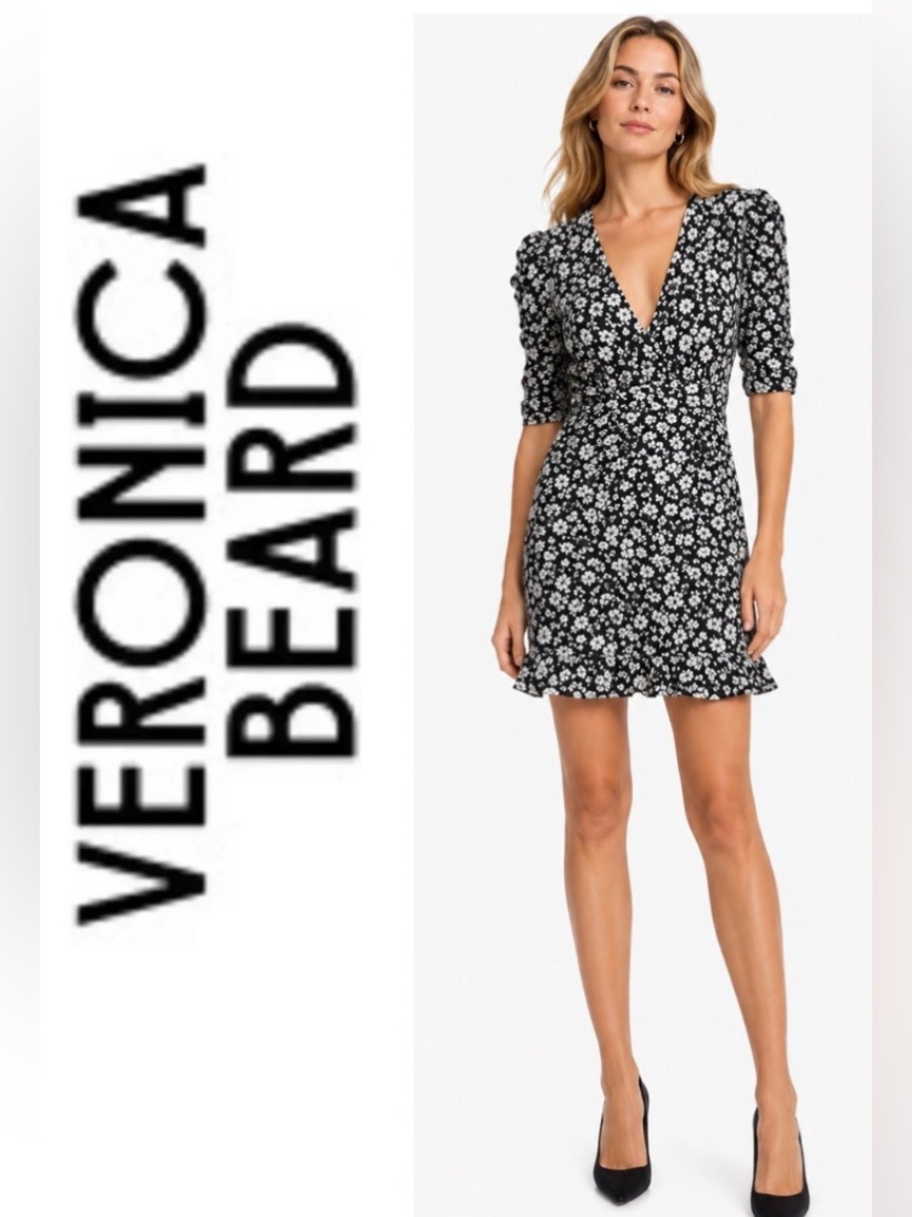 Veronica Beard Josephine Ruched Ruffle Silk Mini Dress Size 6